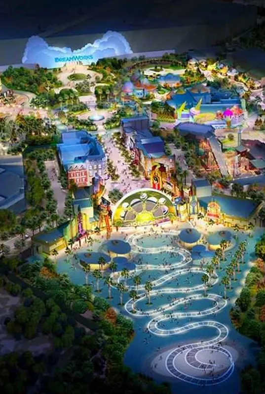Aerial View from Dubai Parks and Resorts at night