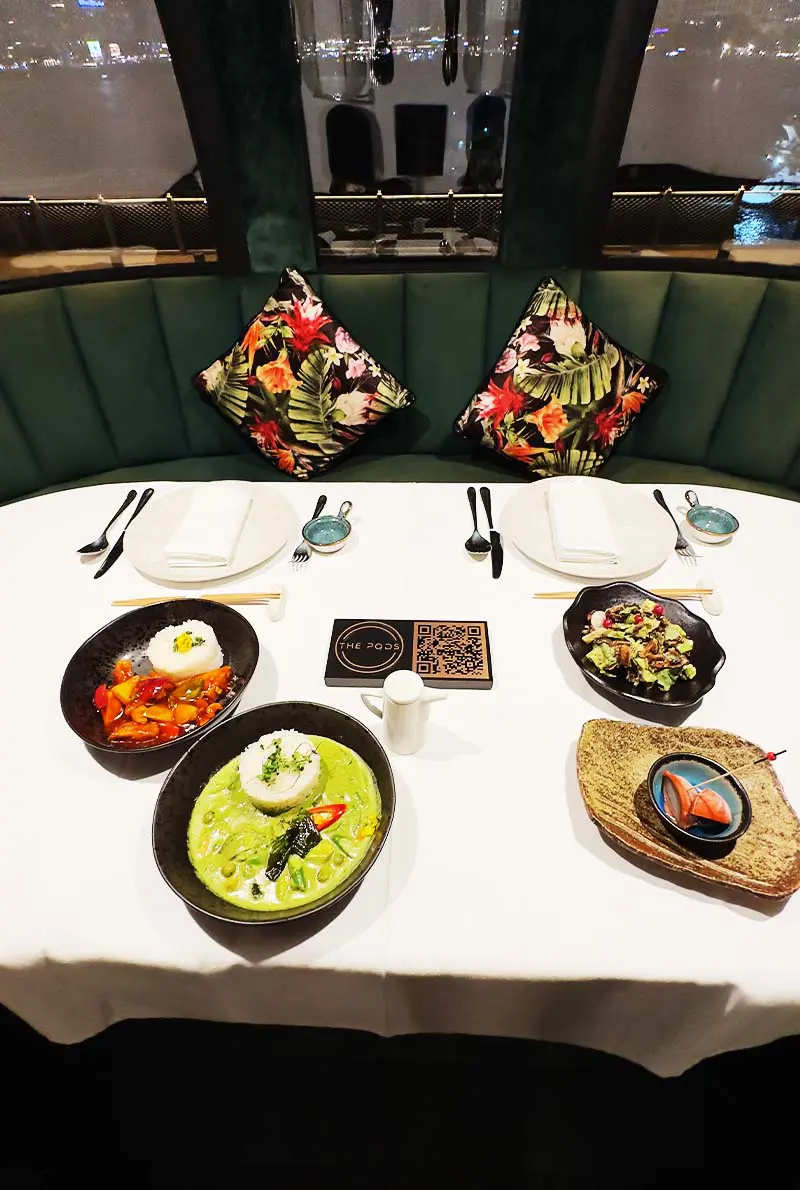 Elegant fine dining in the pods restaurant dubai