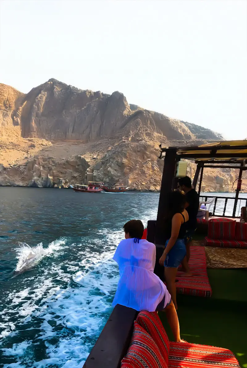 Khasab Musandam: Historic Telegraph Island Dhow Cruise & Fjords Explorer with Dolphin Watching