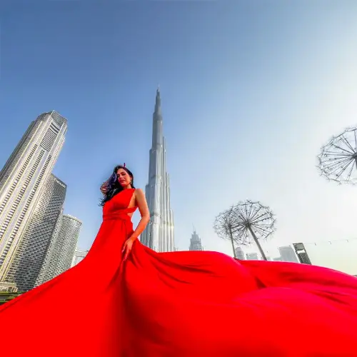 Переход к Съемка летящего платья Burj Khalifa
