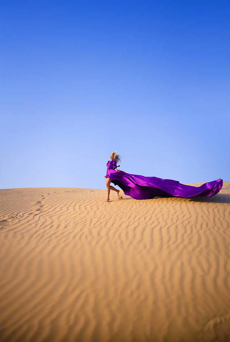 Dubai Desert Flying Dress Videography Tour