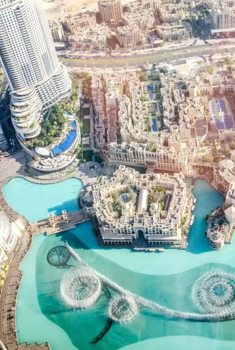 Fountain view from the Top of Burj Khalifa Dubai