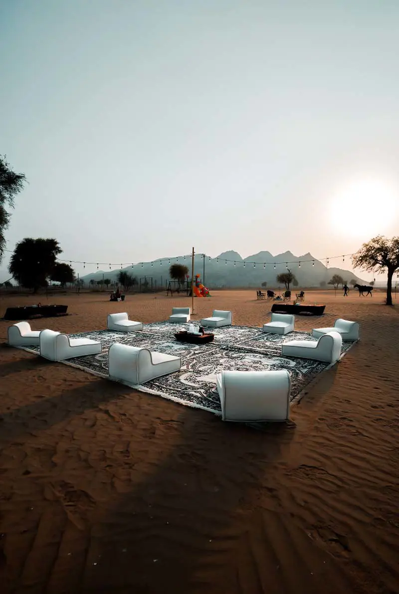 Sunset at Mount Faya | Premium Desert Lounge Experience