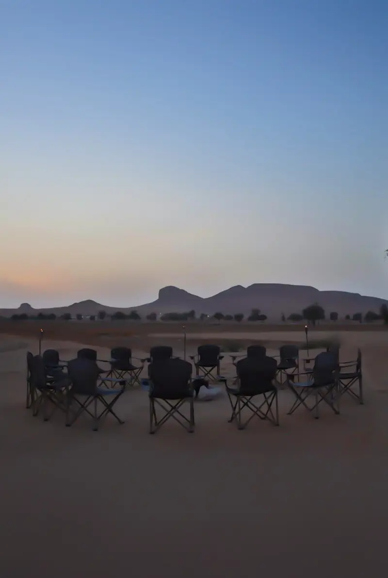 Sunset at Mount Faya | Premium Desert Lounge Experience