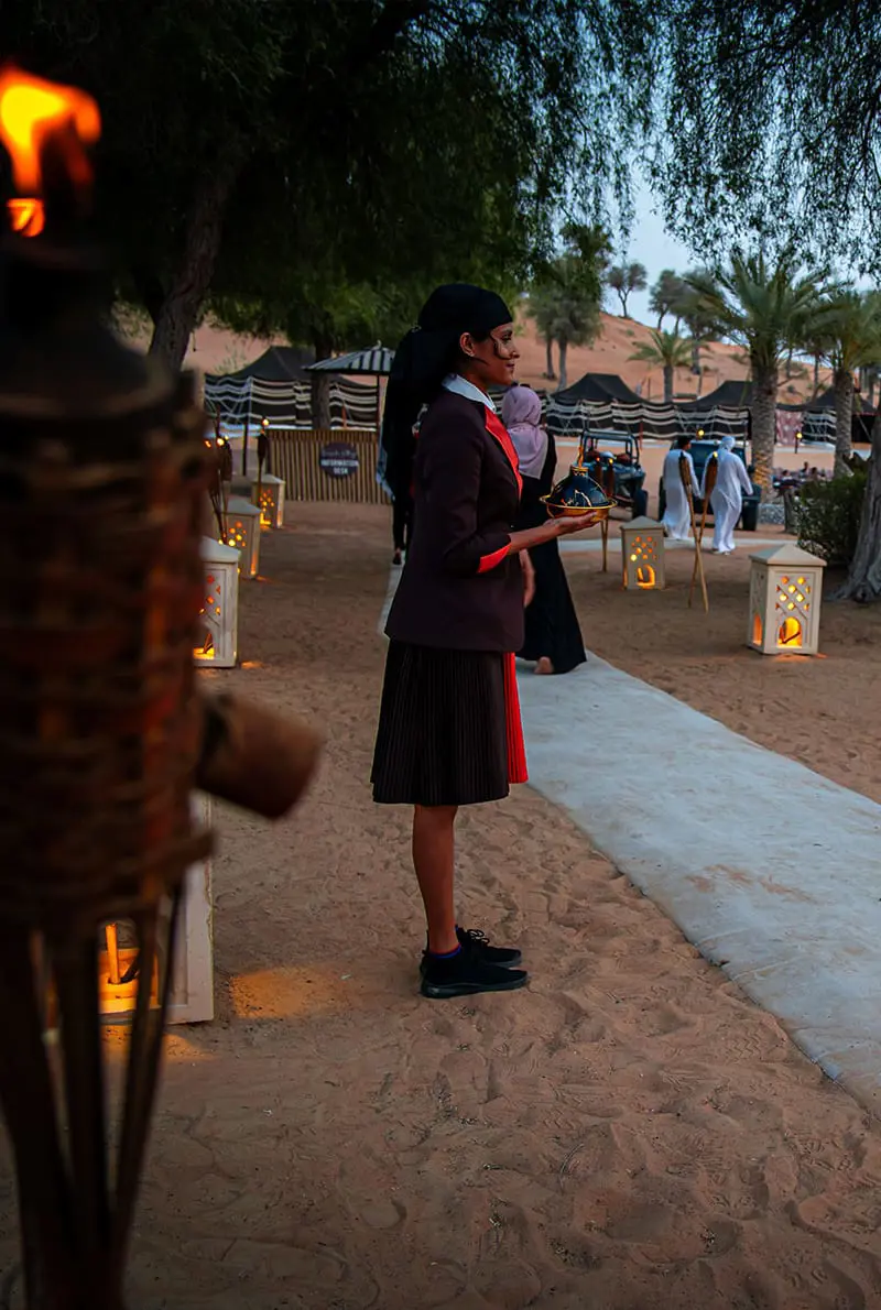 A white Carpet to welcome guests in Ras Al Khaimah Desert
