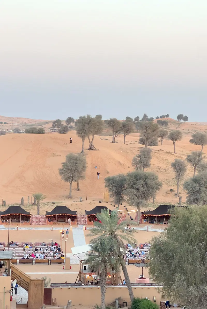 Overview of the camp in desert of ras al khaimah
