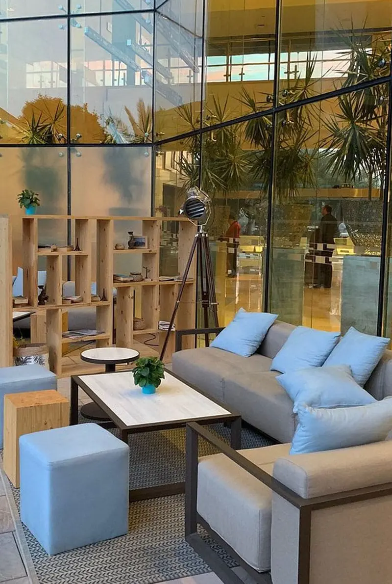 Waiting area with an elegant set of sofa in Radisson Blue