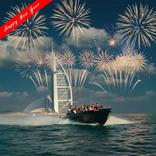 Navigating to the Dubai Marina Black Boat New Year's Eve
